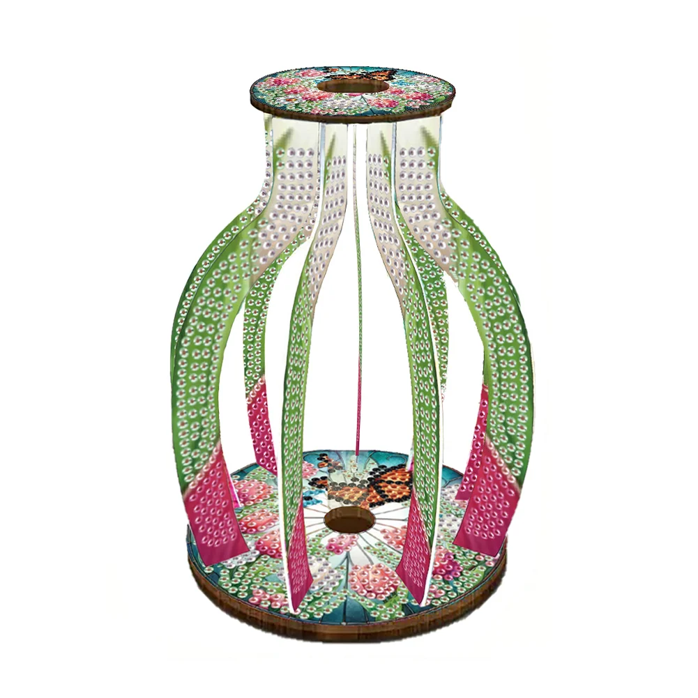 Acrylic Wood Butterfly Flower DIY Diamond Painting Flower Vase for Home Office