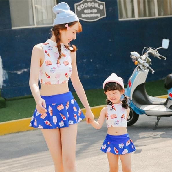 Ice-cream Family Fitted 2 Pieces Set Swimming Suit SP165548