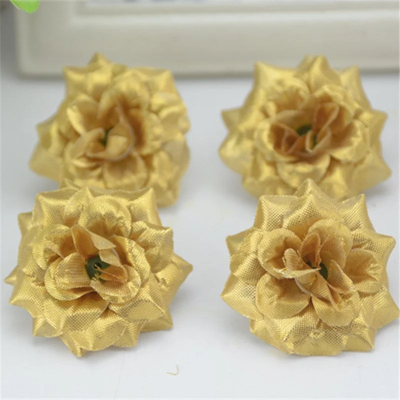 20Pcs 4.5cm  Mini Artificial Silk Rose Flowers Heads  For Wedding Decorativ Handmade DIY Scrapbooking Garland Fake Flower Wreath