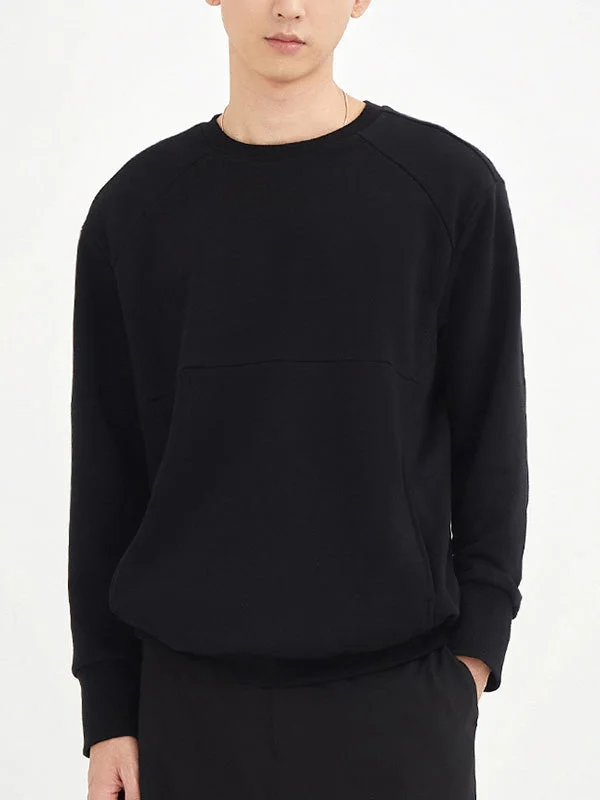 Aonga - INCERUN Men's Round Neck Loose Solid Color SweatshirtH