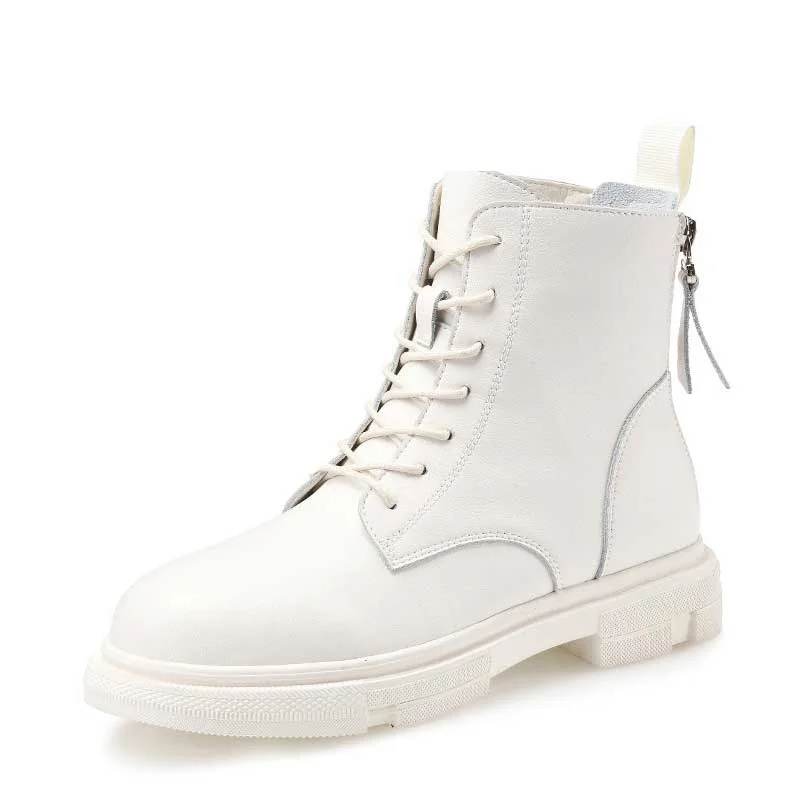 Fashion Boots Women Platform 2021 Autumn Winter Warm Leather Zipper Short Boots Female Motorcycle Martin Boot Botas Mujer Black