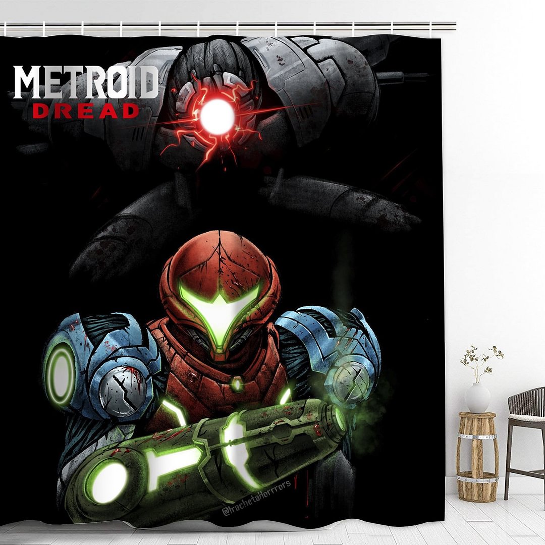 Metroid Dread Shower Curtain with Hooks Thicken Waterproof Home Decoration