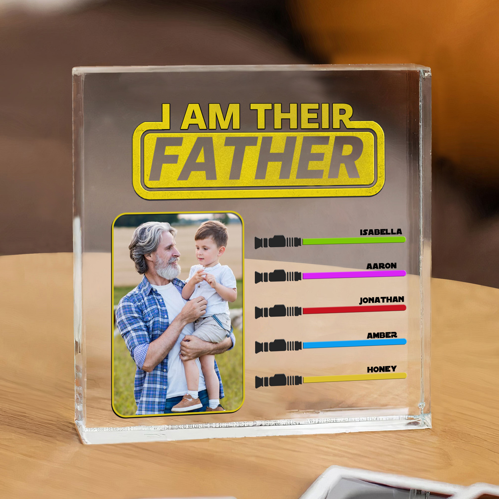 5 Names - Personalised Photo & Name Acrylic Square Keepsake Rectangle Plaque "I Am Their Father" Gifts for Dad-Jessemade AU