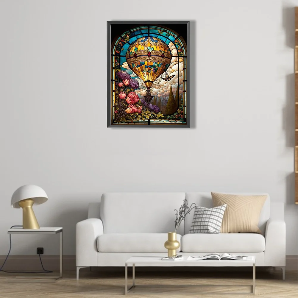 Diamond Painting - Full Round Drill - Stained Glass Hot Air Balloon(40*50cm)