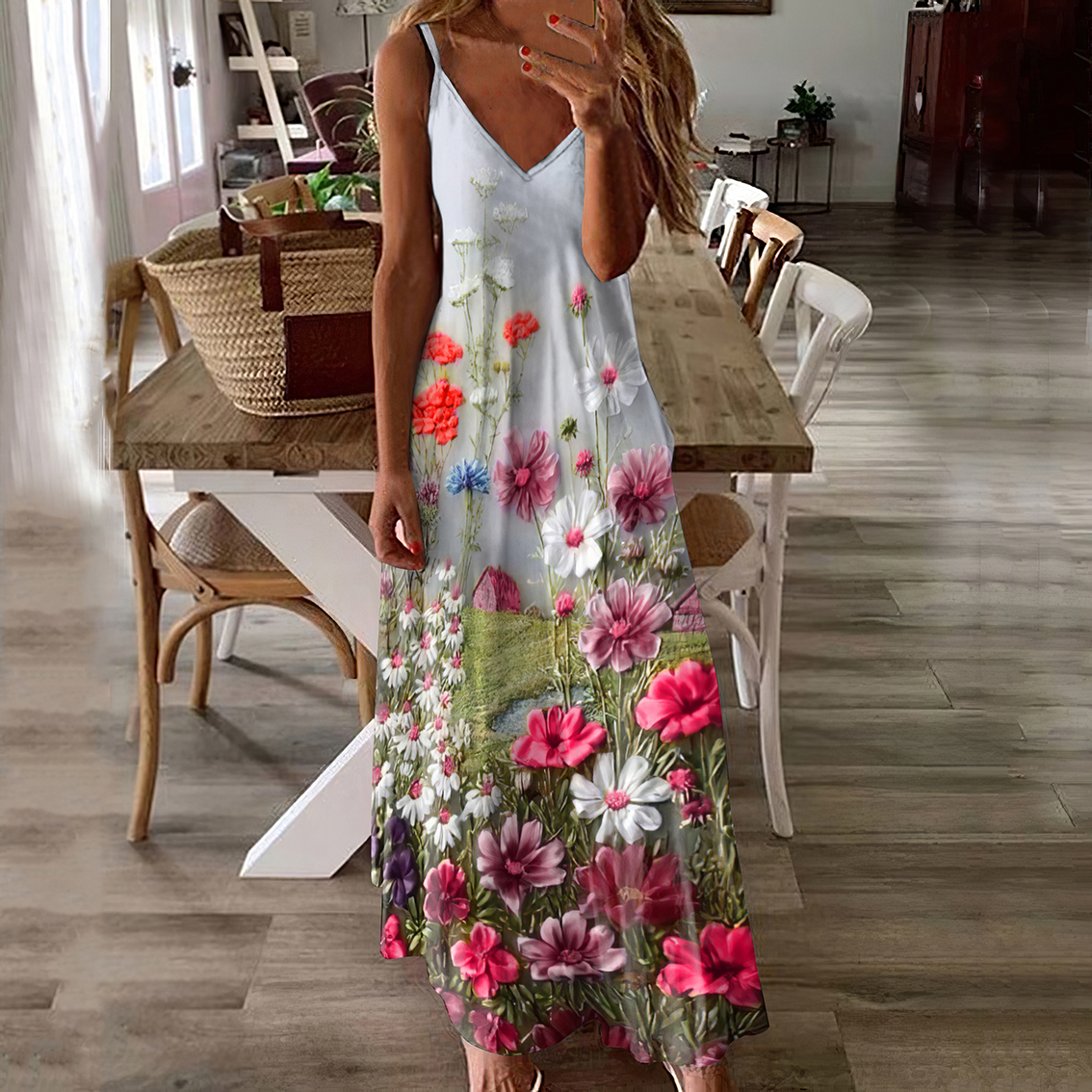 Floral Print Slip Maxi Dress  artssus