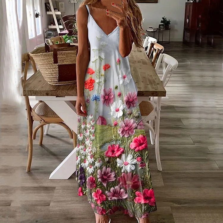 Floral Print Slip Maxi Dress