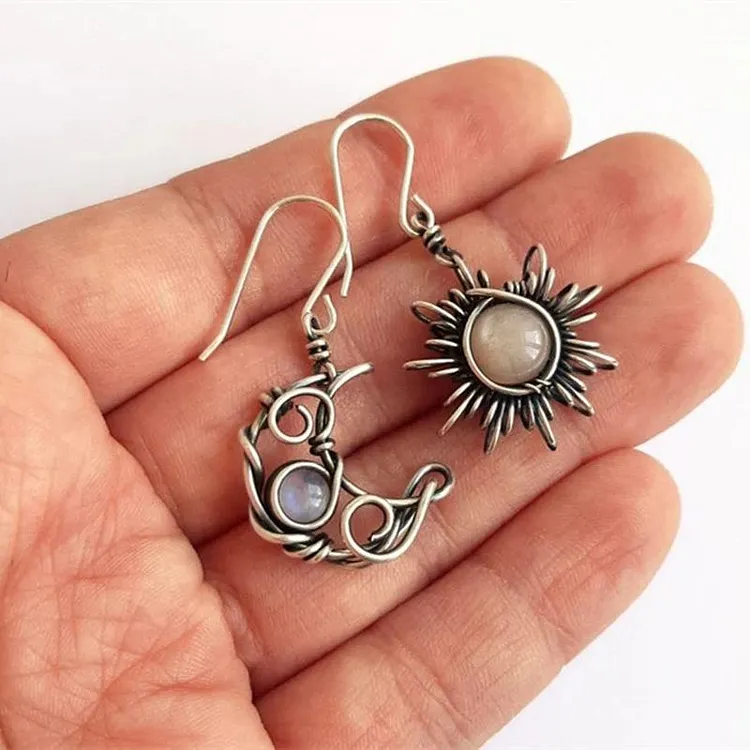 Retro Sun Moon Earrings