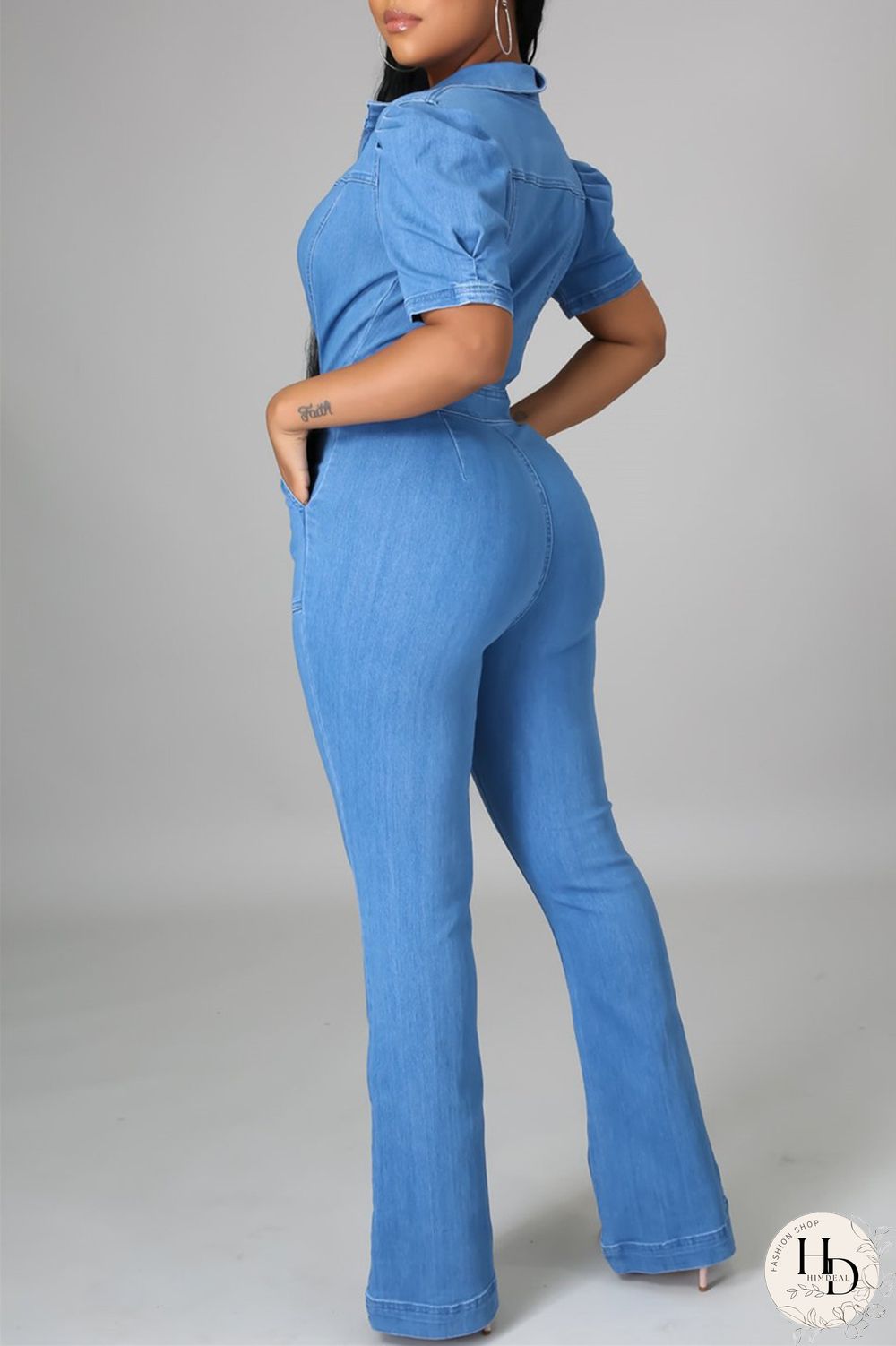 Dark Blue Fashion Casual Solid Zipper Turndown Collar Regular Jumpsuits