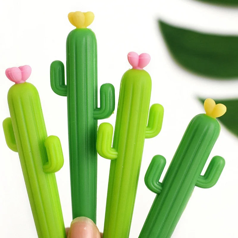 2PCS The Creative Signature Pen of Cactus Neutral Pen Office Stationery Rubber Lovely Student Handwriting