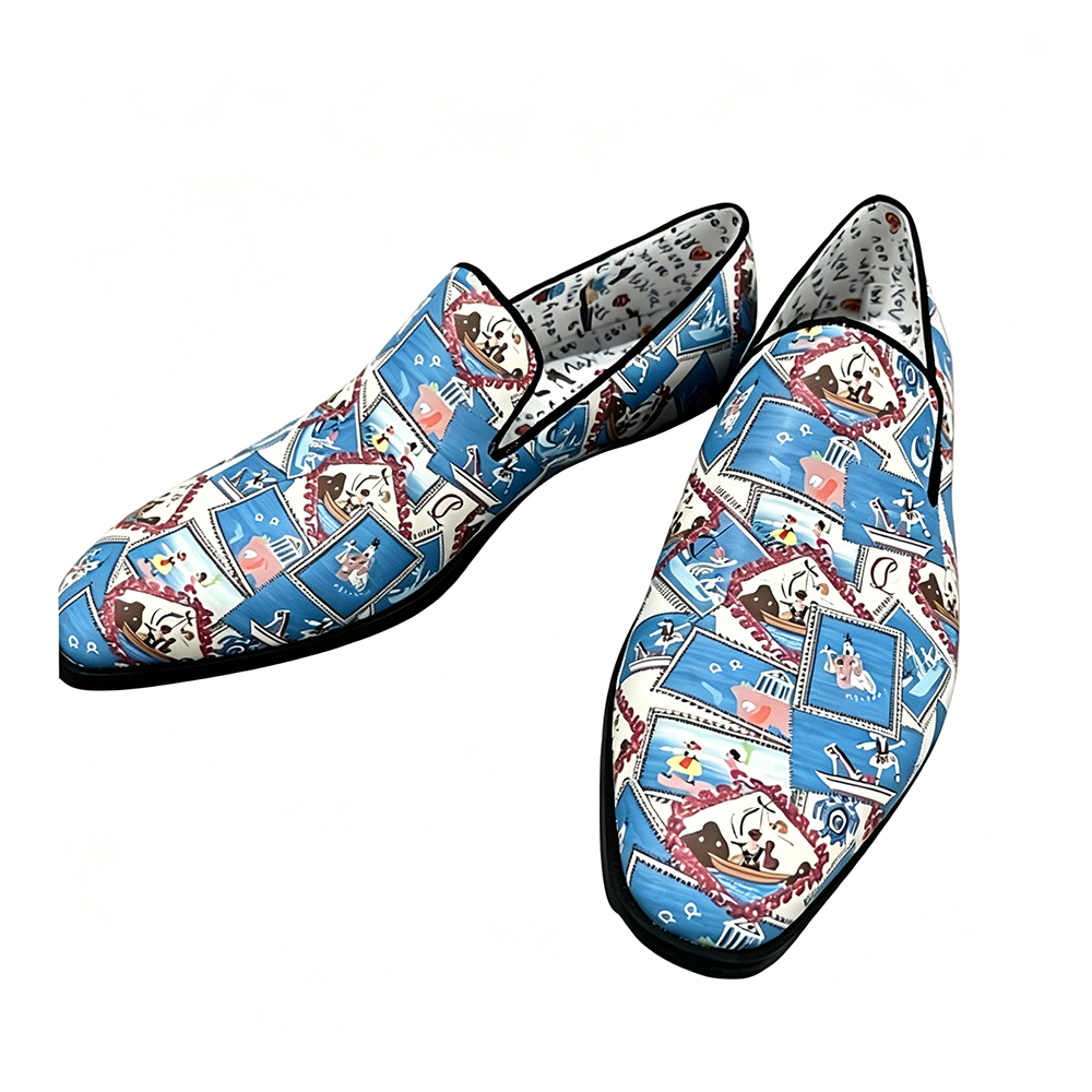 Colorful Floral Graffiti Print Square Toe Loafers Fashion Slip On Men Shoes Luxury Handmade Party Feast Banquet Men Casual Shoes  highheelher