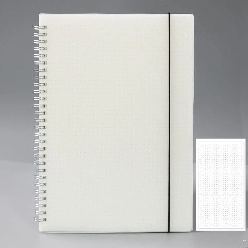A4/B5/A5/A6/ Scrub PP Cover Transparent Horizontal line White paper Grid Dot hand account Book Strap Notepad Notebook Diary