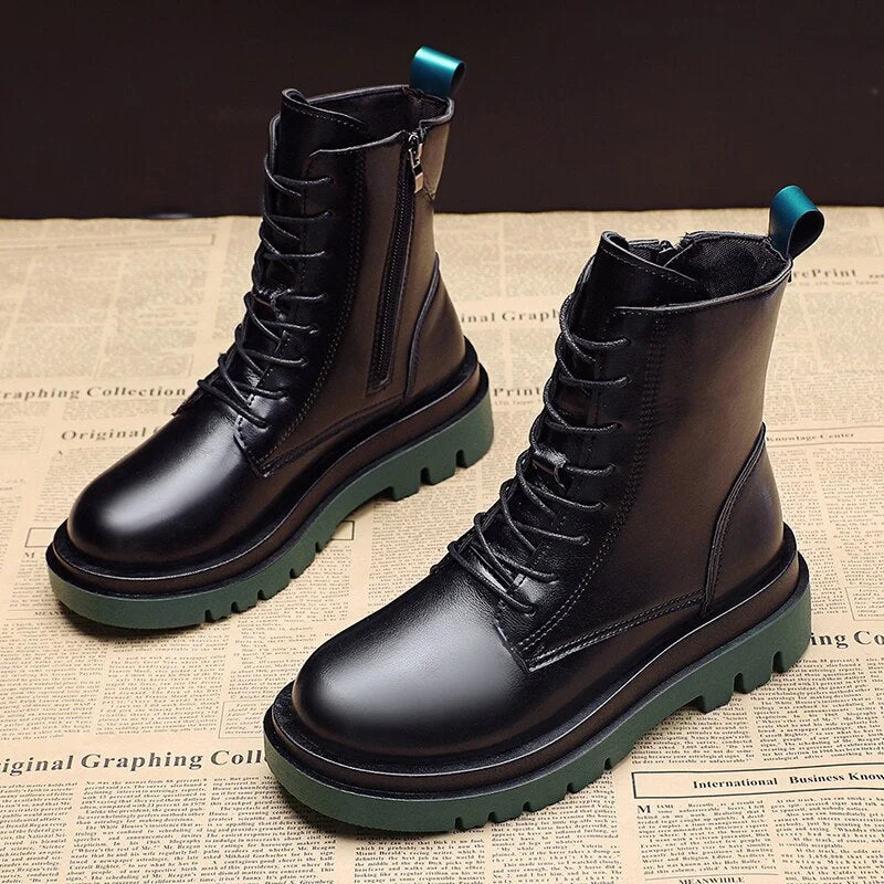 Fashion Winter Boots For Women Fur Black Combat Boots Women 2021 New PU Leather Punk Gothic Shoes Platform Ankle Boots Designer