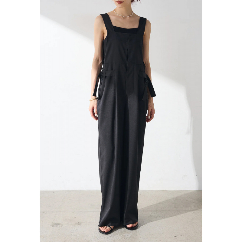 Adjustable Strap Side Tie Detail Seeveless Multiple Pockets Wide Leg Jumpsuit