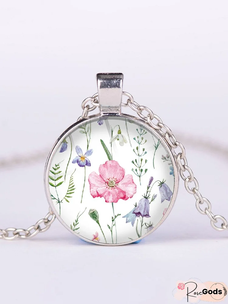 Spring Summer Floral Plant Time Jewelry Necklace