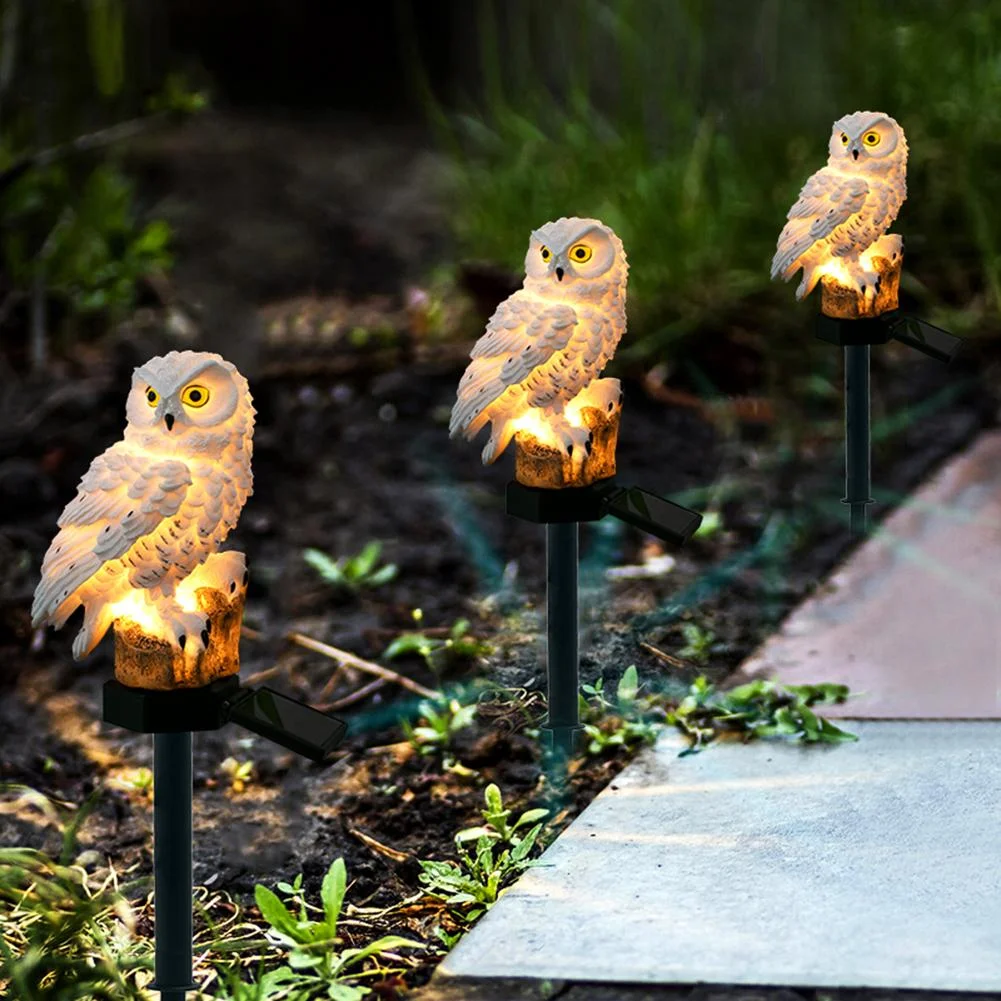 Solar Power LED Owl Lawn Light Waterproof Garden Landscape Lamp (White)
