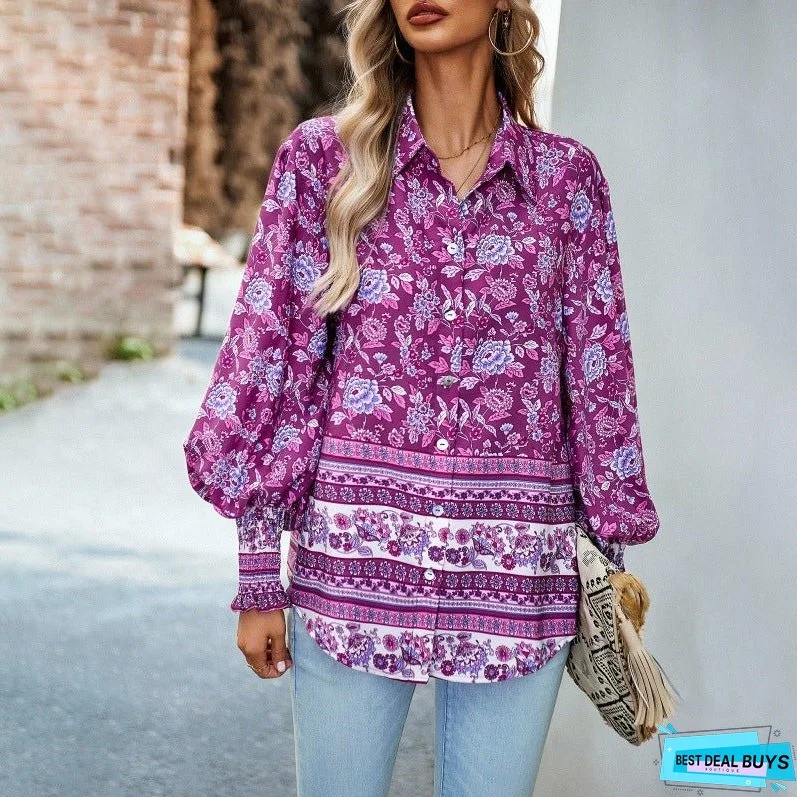 Printed Shirt Women's Long Sleeve