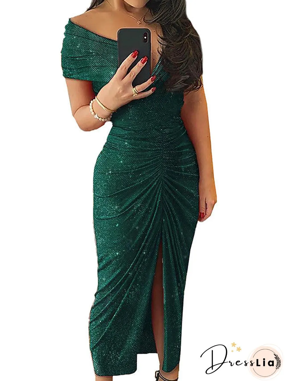 Women's Sheath Dress Midi Dress Short Sleeve Fall Hot Sexy Black Red Green Gray S M L XL Black Dresses