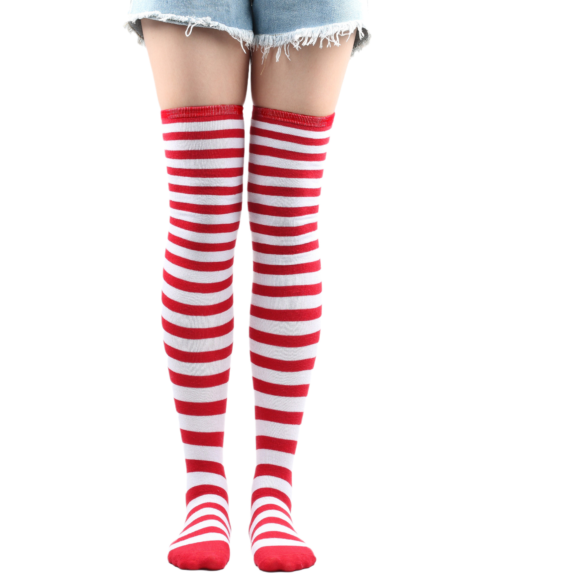 Halloween Casual Orange Striped Print Over The Knee Socks 2024 - Flycurvy 