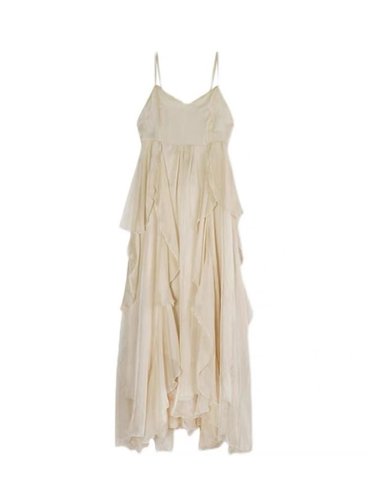2022 New French Vintage Suspender Dress Women Summer Loose Long Dresses Evening Elegant Sleeveless Backless Party Sexy Design