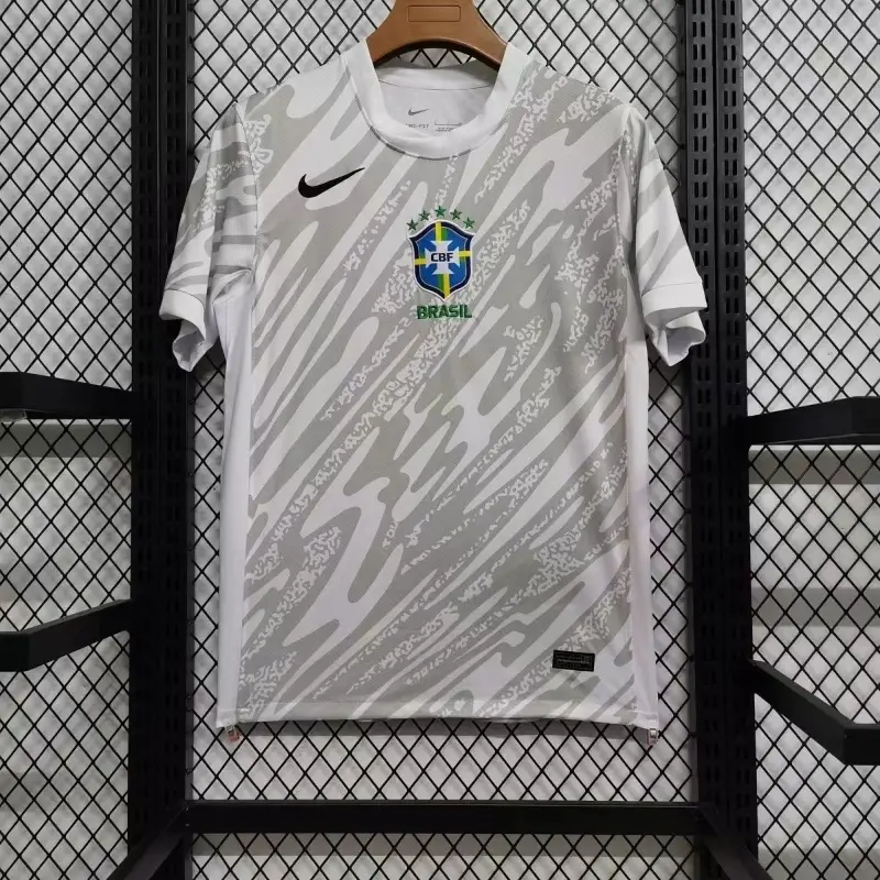 2024 Brazil White Goalkeeper Soccer Jersey
