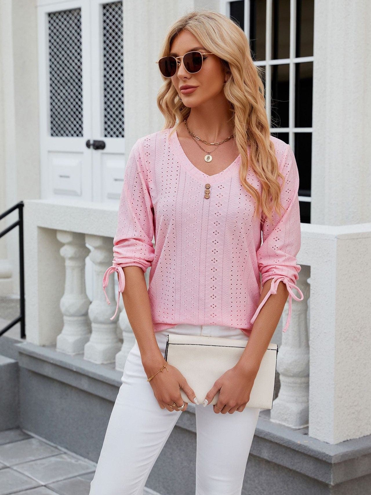 Grey Ribbed Knit Top with Short Sleeves