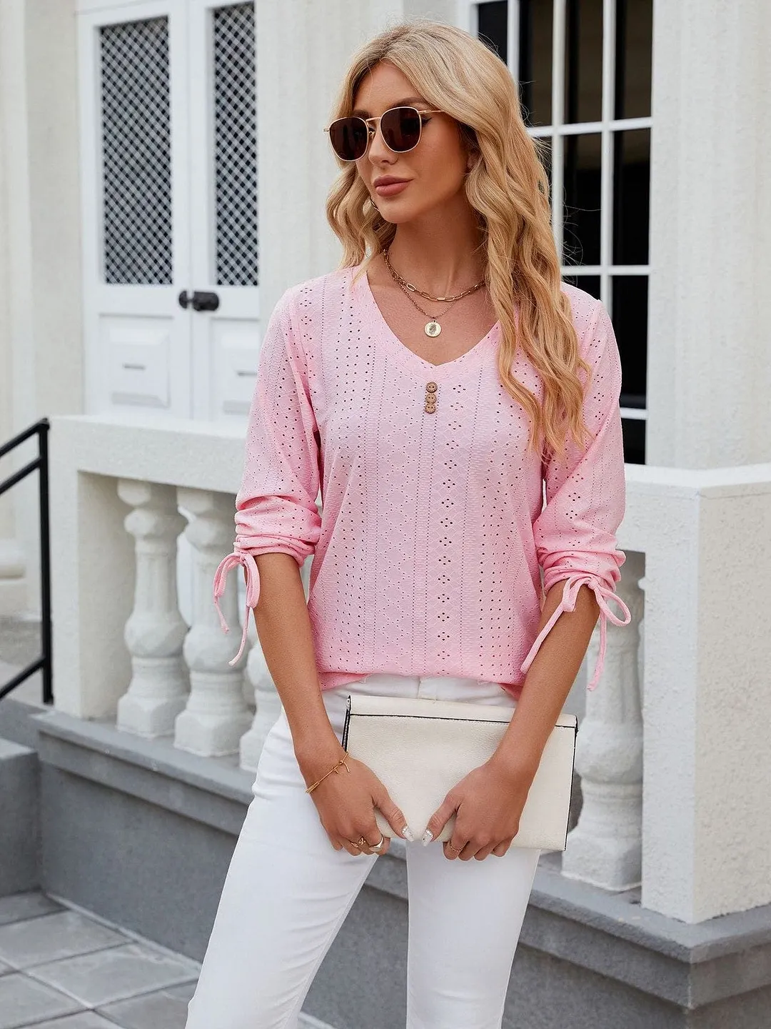 Grey Ribbed Knit Top with Short Sleeves