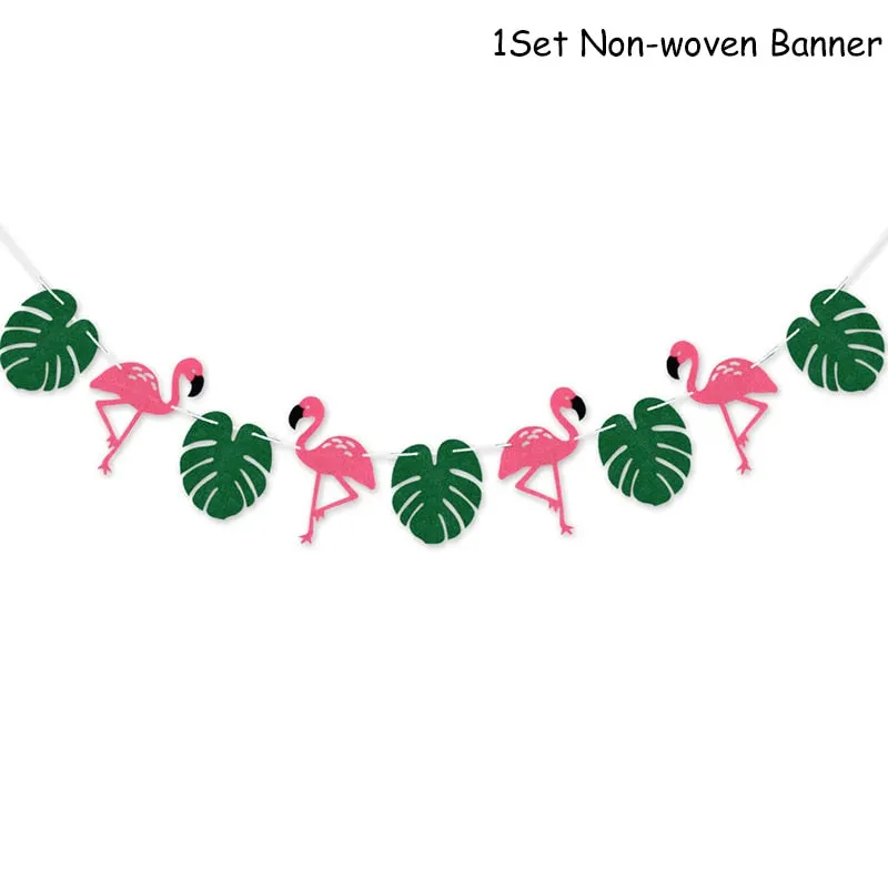 Hawaiian Party Decorations Palm Leaves Bunting Banner Luau Flamingo Summer Tropical Party Decoration Jungle Safari Party Ballons