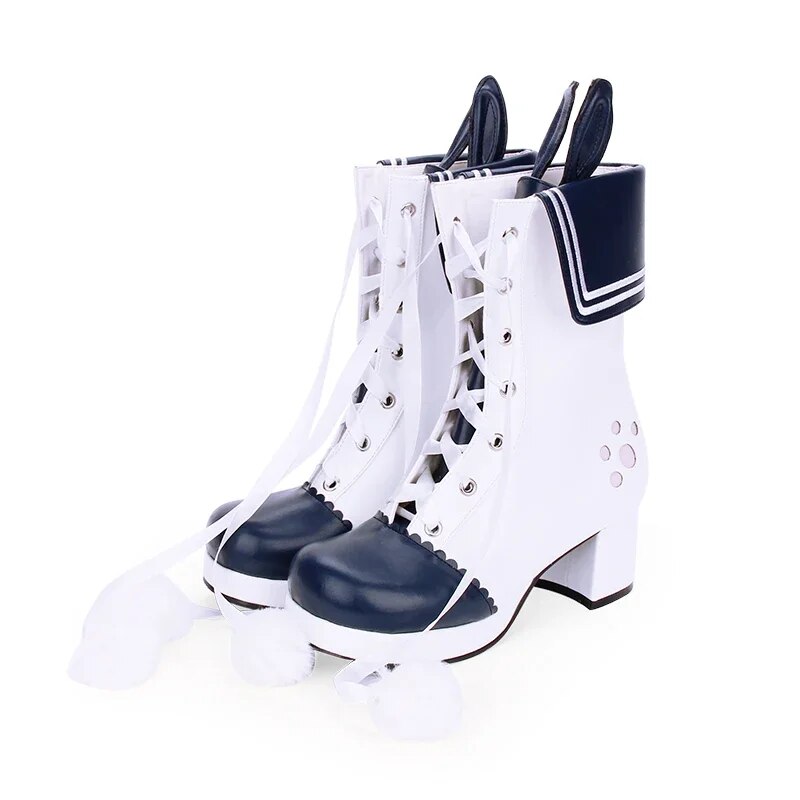 VCshoesMori Girl Women Punk Boots Lady Lolita Ankle Boots Woman High Heels Pumps Platform Shoes Rabbit Ears 902