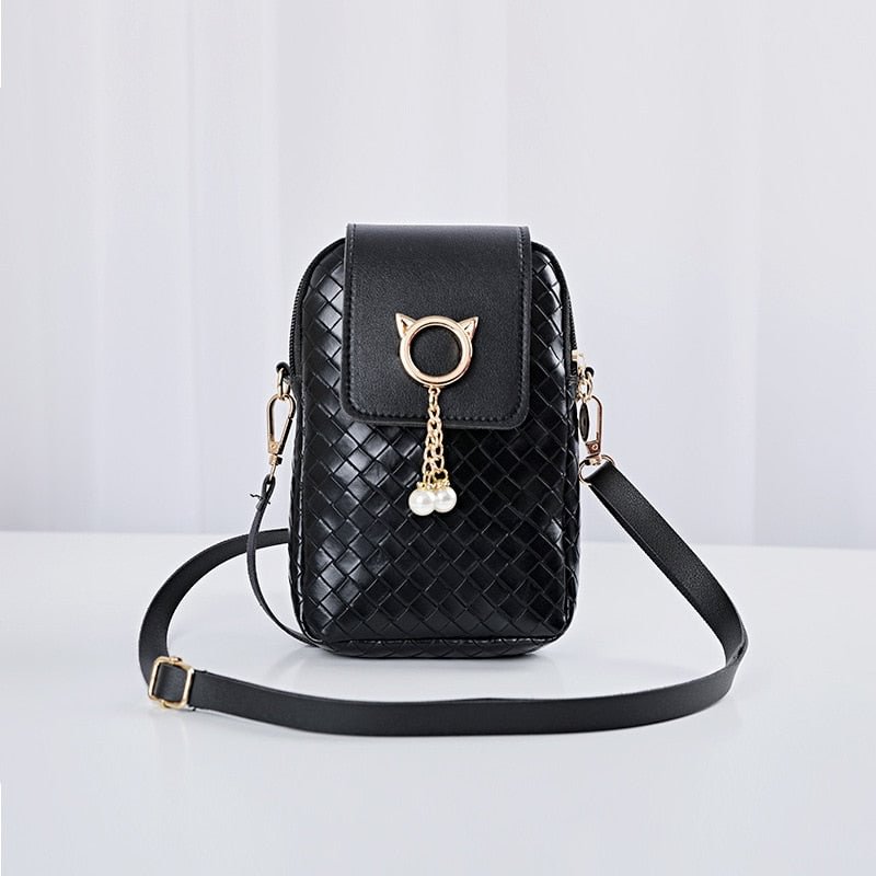 2021 Hot Sale Fashion Mini Cross-body Mobile Phone Shoulder Bag Woven Pearl Tassel Cover-style Female Bag Shoulder Diagonal Bags