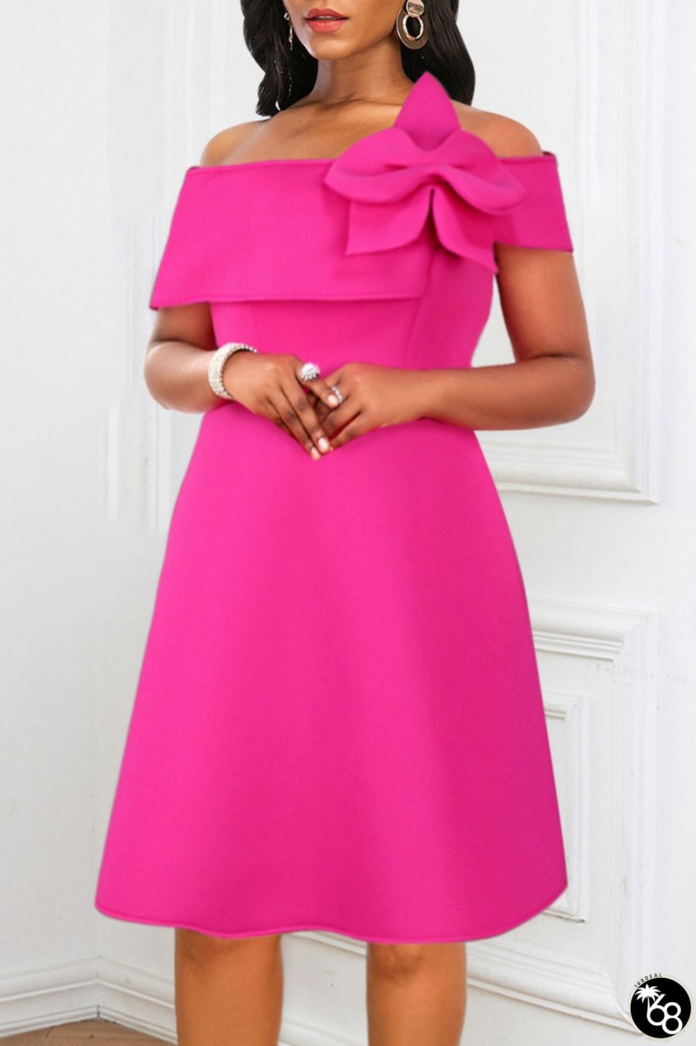 Casual Solid Patchwork Off the Shoulder A Line Dresses | 168DEAL
