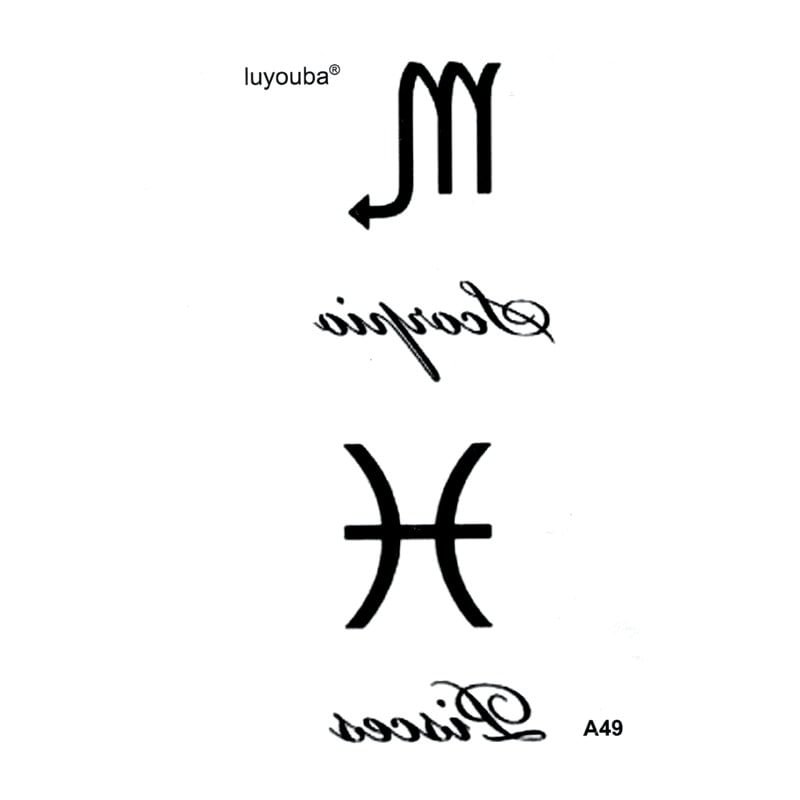 Pisces And Scorpio Waterproof Temporary Tattoo Sticker Henna Tatoo Body Sticker Fake Tattoo The Flash Tatoo Tatuajes