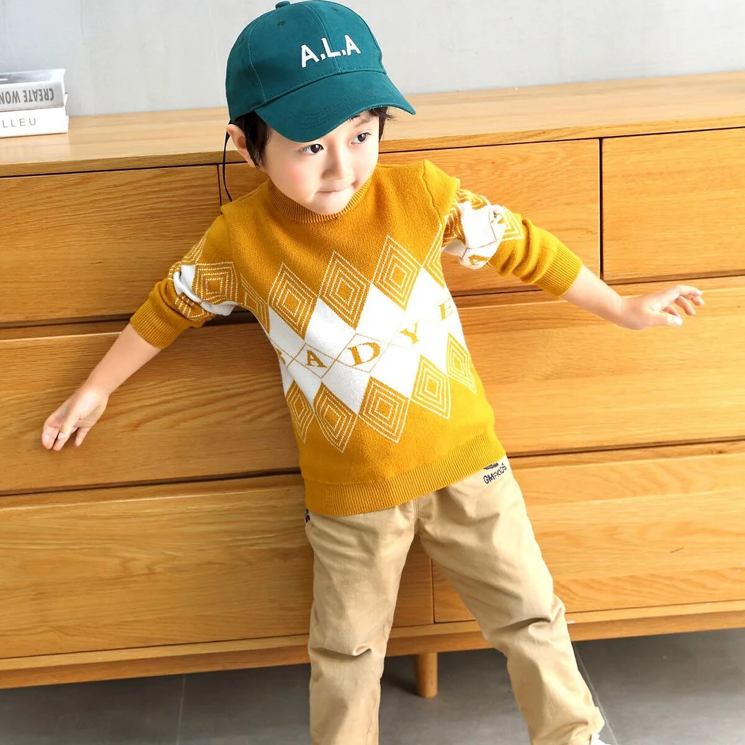 INS HOT Baby boys sweater 2-7 years old online celebrity children's sweater Chest pocket stripes boy clothes toddler sweater
