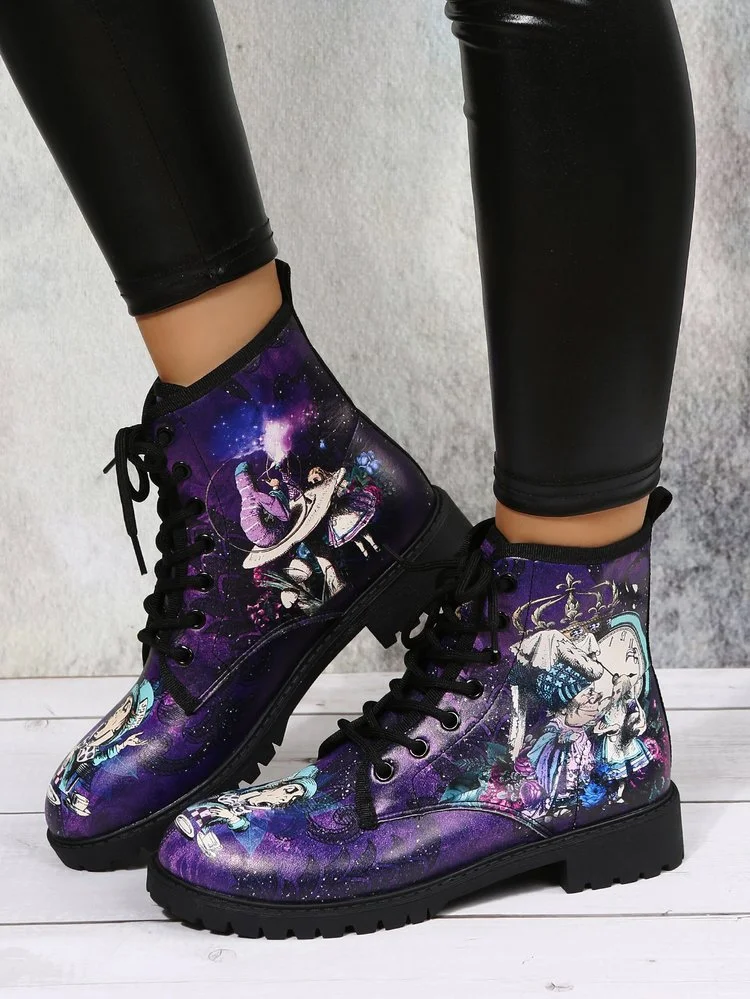 Digital Print Skull Pattern PU Boots 暂未有客诉 Stunahome.com