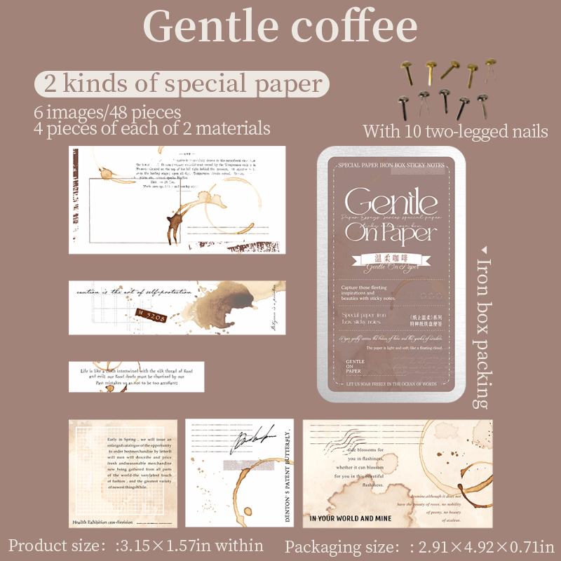 Memo Pad - Gentle on Paper Series Vintage Watercolor Flower Coffee Landscape