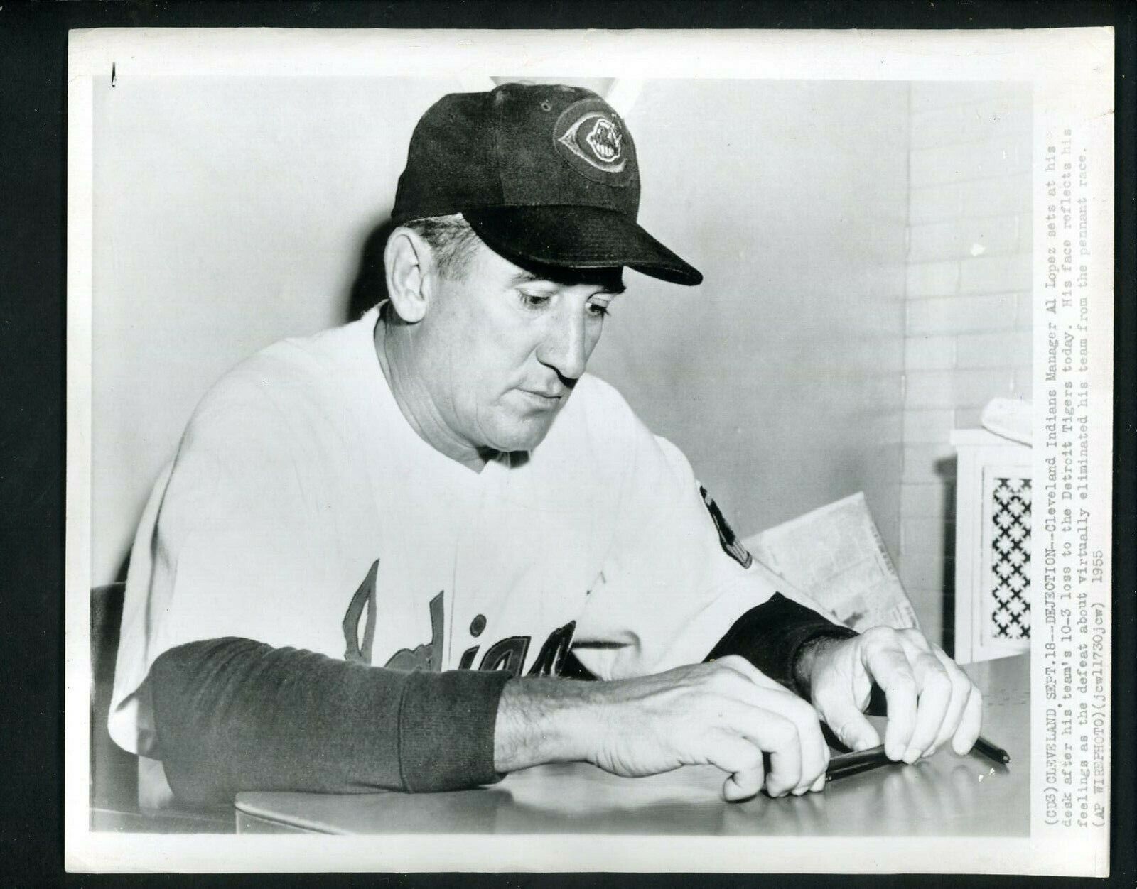 Al Lopez Cleveland Indians Manager 1955 Press Photo Poster painting