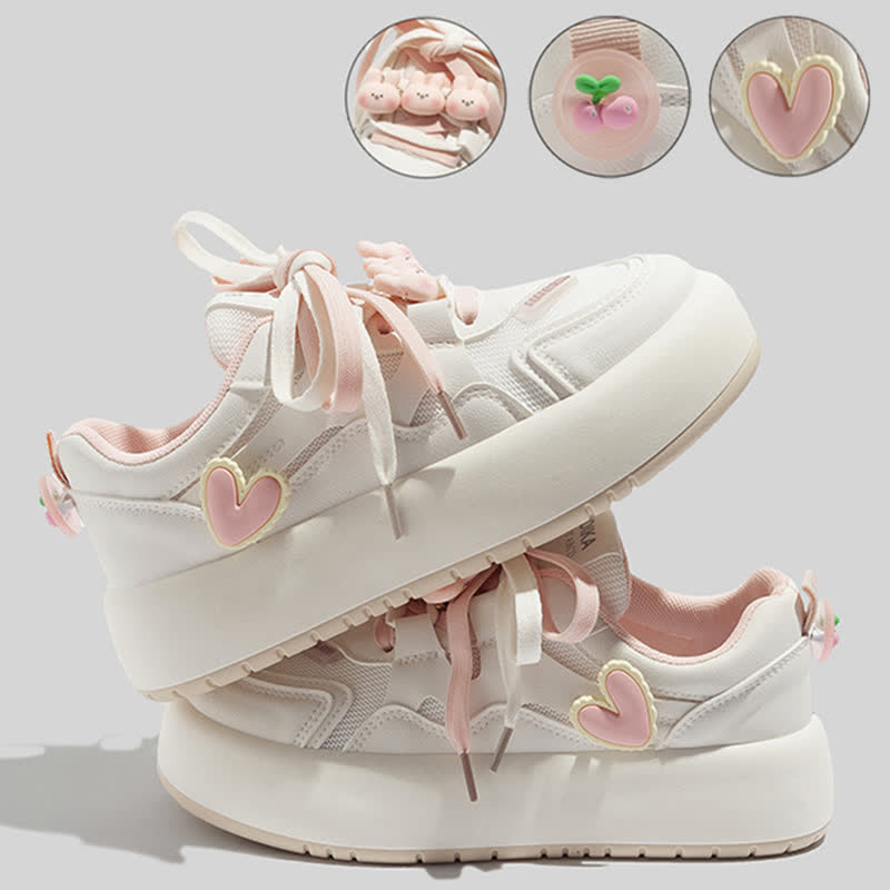 Bunny Love Heart Platform Colorblock Round Toe Sneakers - Modakawa modakawa