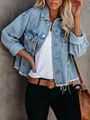 Casual loose hem short denim coat