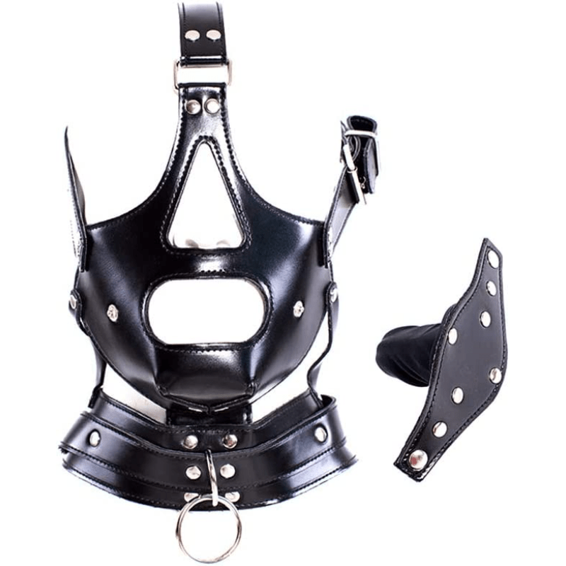 VAVDON - Belt Drag Chain Bondage Leather Mask Detachable Penis Plug Sex Toy - SM-37 mysite vavdon