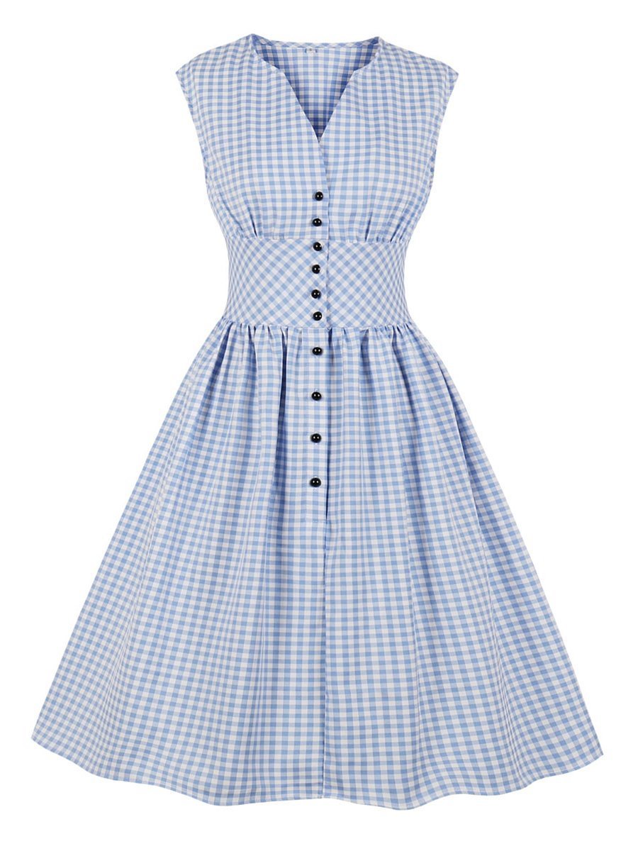 1940s Dress Solid Color Sleeveless Retro Style Dress