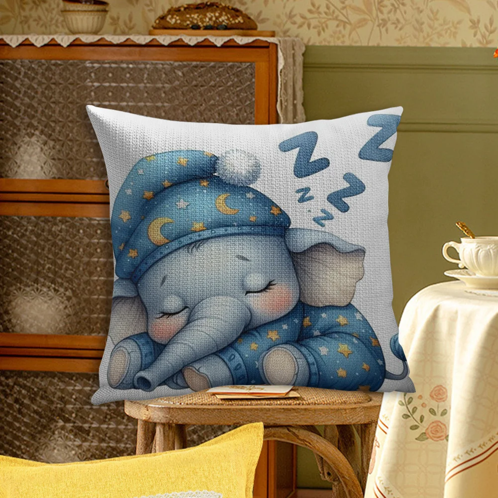 11CT Stamped Cross Stitch Pillowcase - Sleeping Elephant(Canvas|45*45CM)
