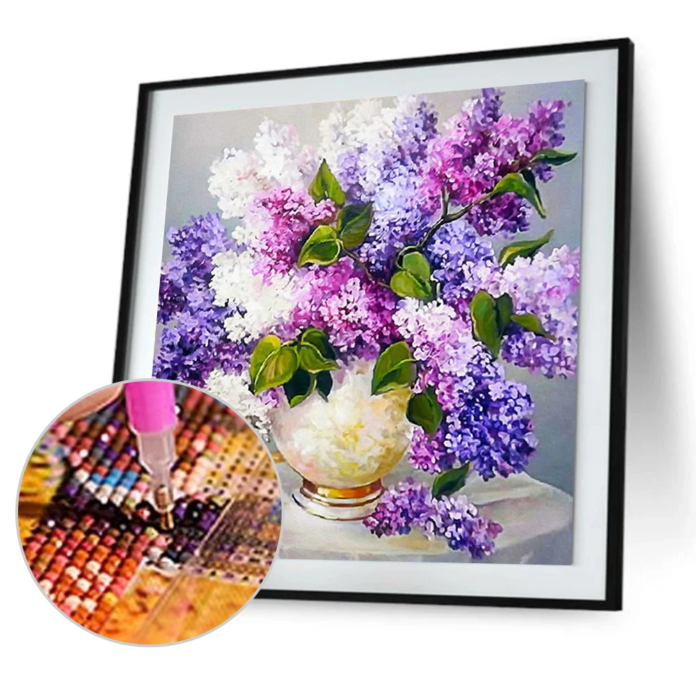 Diamond Painting - Full Round Drill - Lavender Vase(30*30cm)