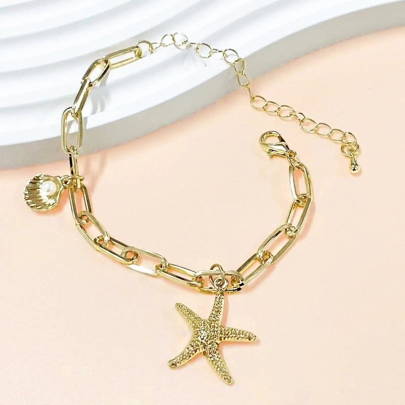 Casual Minimalist Starfish Shell Artificial Pearls Alloy