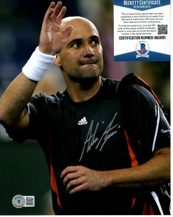 ANDRE AGASSI signed TENNIS 8x10 Photo Poster painting Beckett BAS