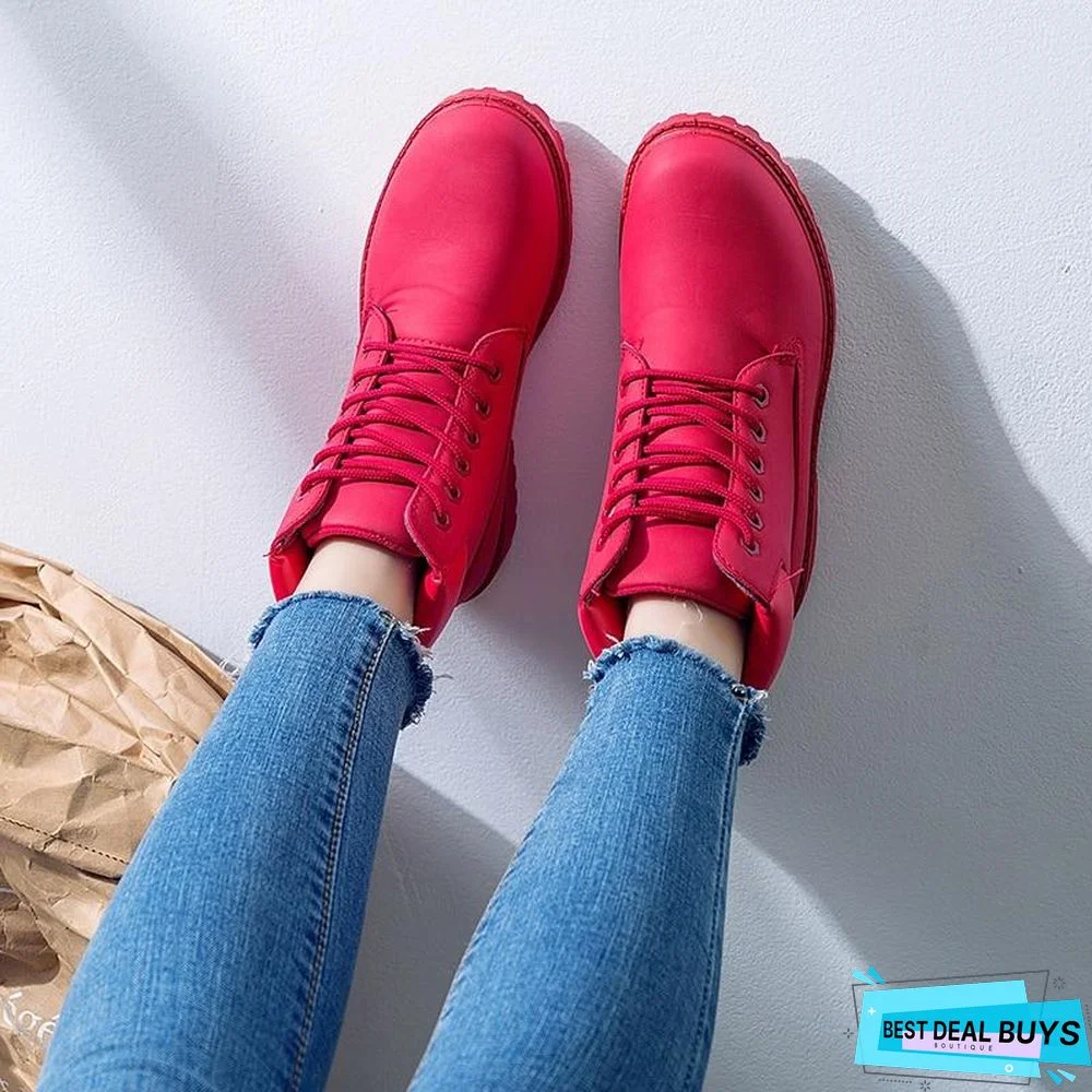 Autumn Early Winter Shoes Women Flat Heel Boots Fashion Keep warm Women's Boots Brand Woman Ankle Botas