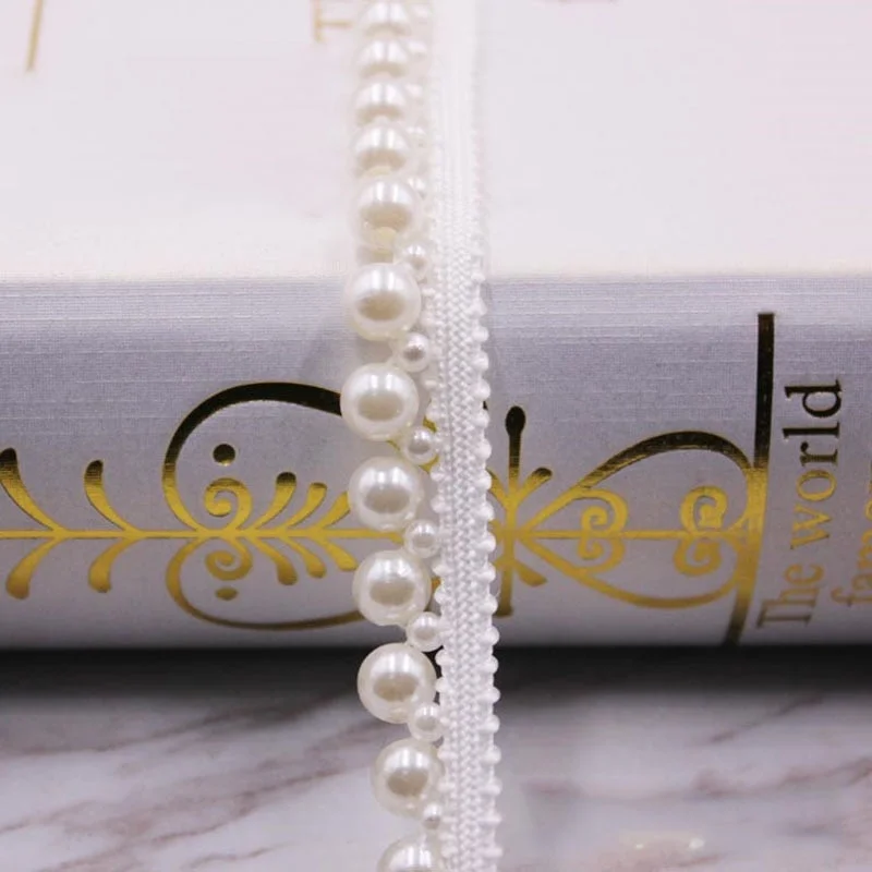 1yard/lot Vintage White/Black Beaded Lace Trim Tape Fabric Ribbon DIY Collar Sewing Garment Headdress Materials Sewing Craft