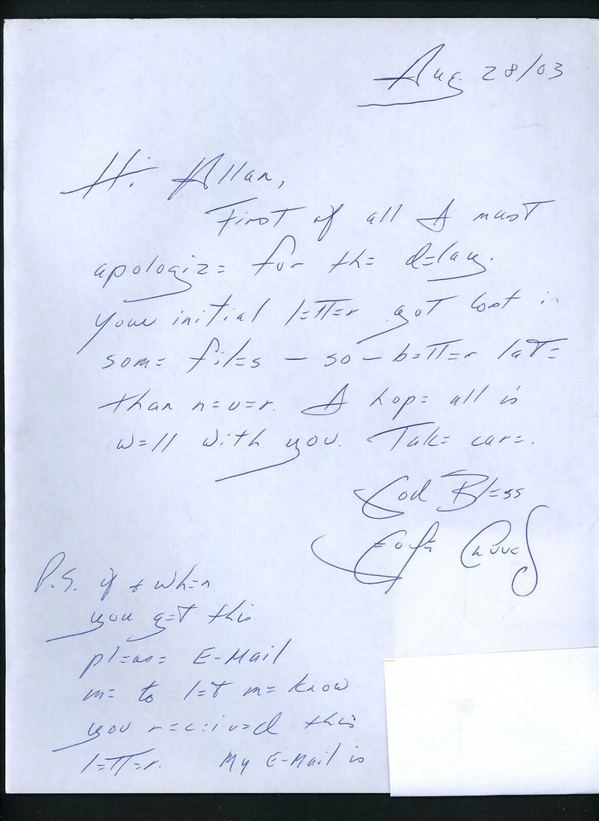 Canadian Heavyweight Champion Boxer George Chuvalo Signed Autographed Letter