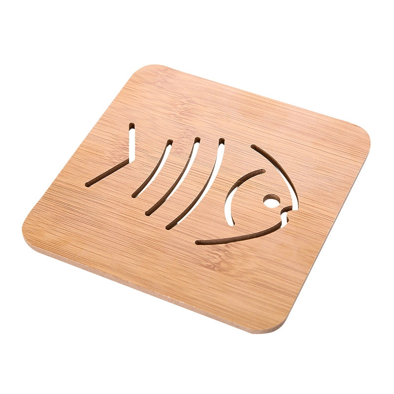 Home Wooden Cartoon Heat Insulation Mat Dining Table Mat Non-slip Pot Mat Creative Cute Cushion Tea Mat Bowl Mat Coaster