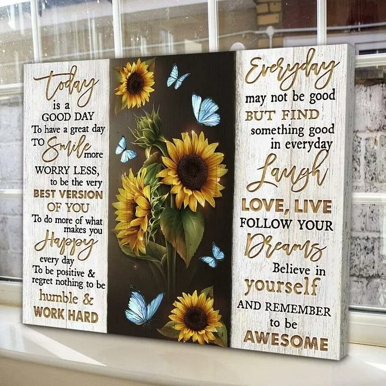 Butterfly Sunflower Canvas Poster Wall Art Let It Be Something Good Canvas (without Photo Frame)