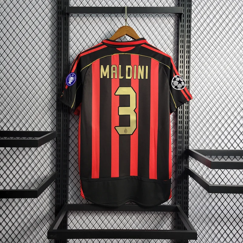 AC Milan Paolo Maldini 3 UCL Long Sleeve Home Retro Shirt
