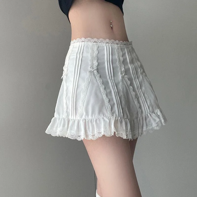 Brownm Frill Hem Mini Skirt
